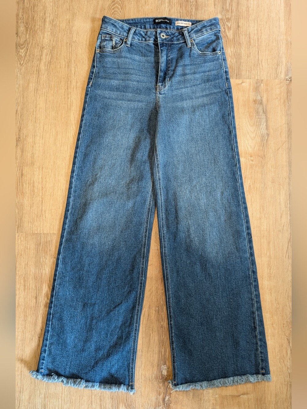 BCBGeneration High Rise Wide-Leg Jeans in Medium Blue Wash 7/28